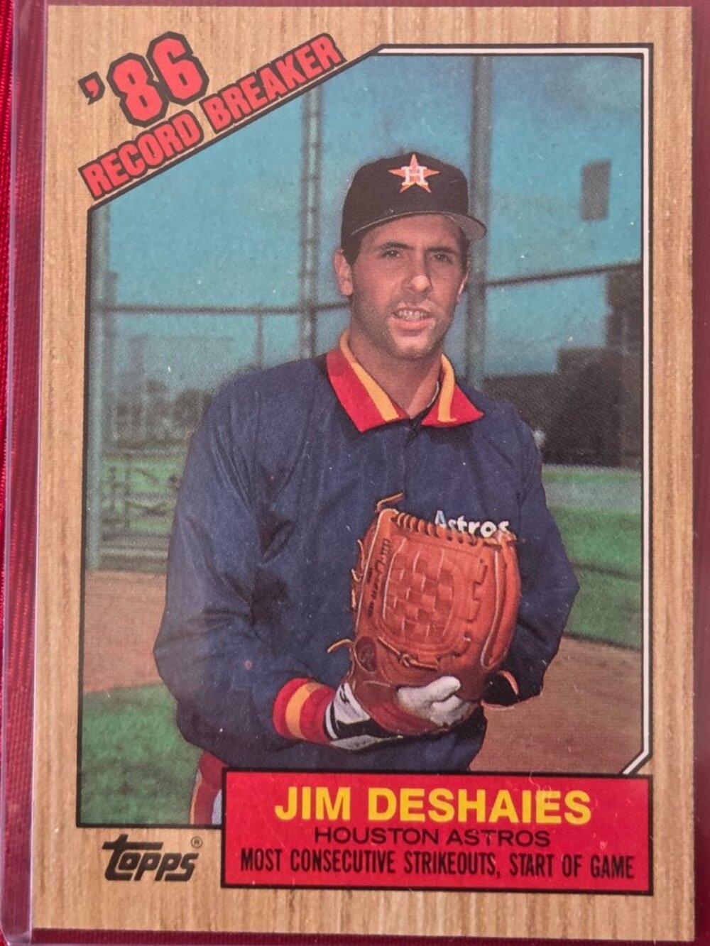 VINTAGE 1987 TOPPS, JIM DESHAIES '86 RECORD BREAKER BASEBALL CARD!!!